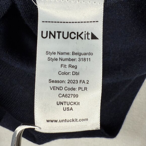 UNTUCKit Sweater Men Size XL Blue 1/4 Zip Mock Neck 100% Merino Wool Belguardo - Picture 6 of 9